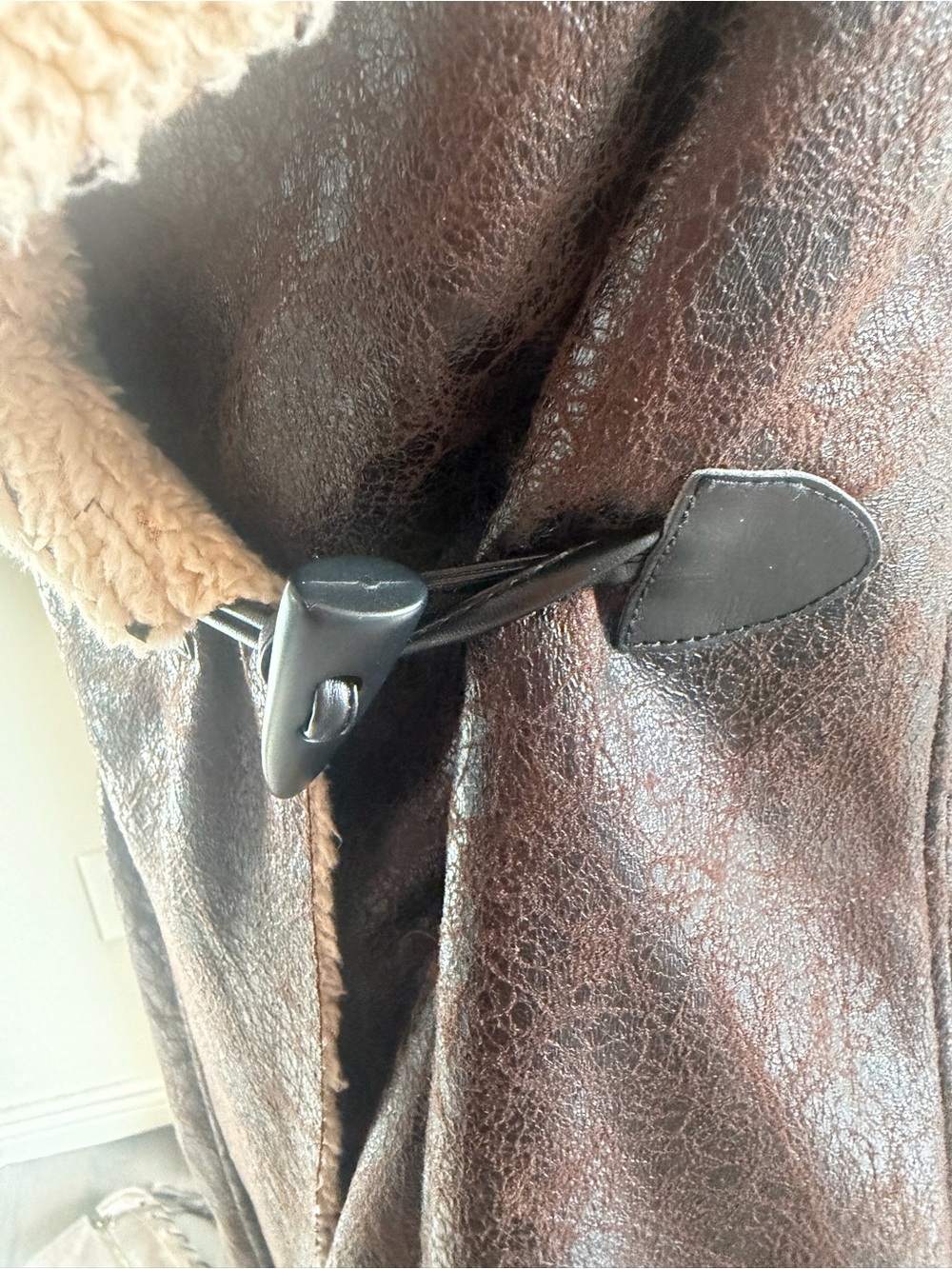 Others Follow Brown Faux-Leather Vest with Cream Sherpa Collar - Picture 7 of 7
